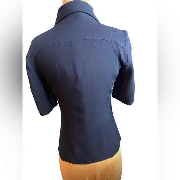 Vintage Karl Lagerfeld made in France size 40 navy blouse. Very good condition - Picture 3 of 12